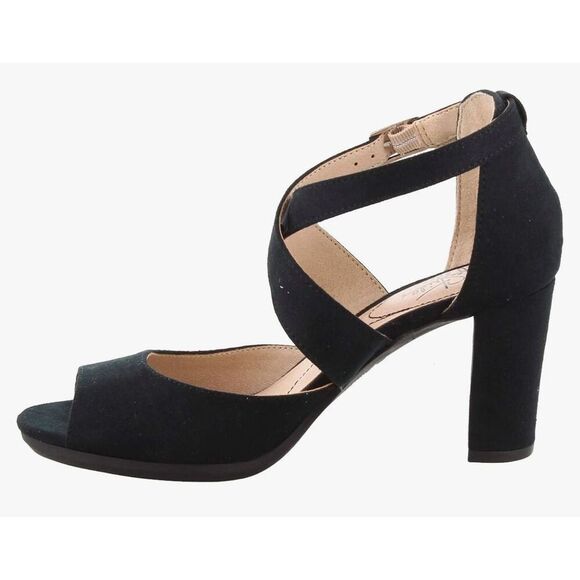 Lifestride Women's Allison Dress Sandal Black Size 8 Peep Toe Ankle Wrap New - Picture 2 of 8